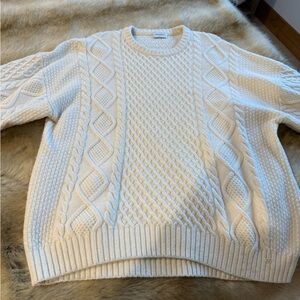 Sunday Best Ivory Cable Knit Crewneck Sweater